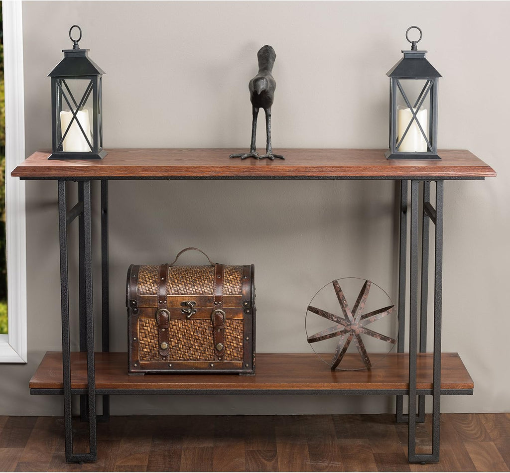 Brown Wood and Metal Console Table Y757