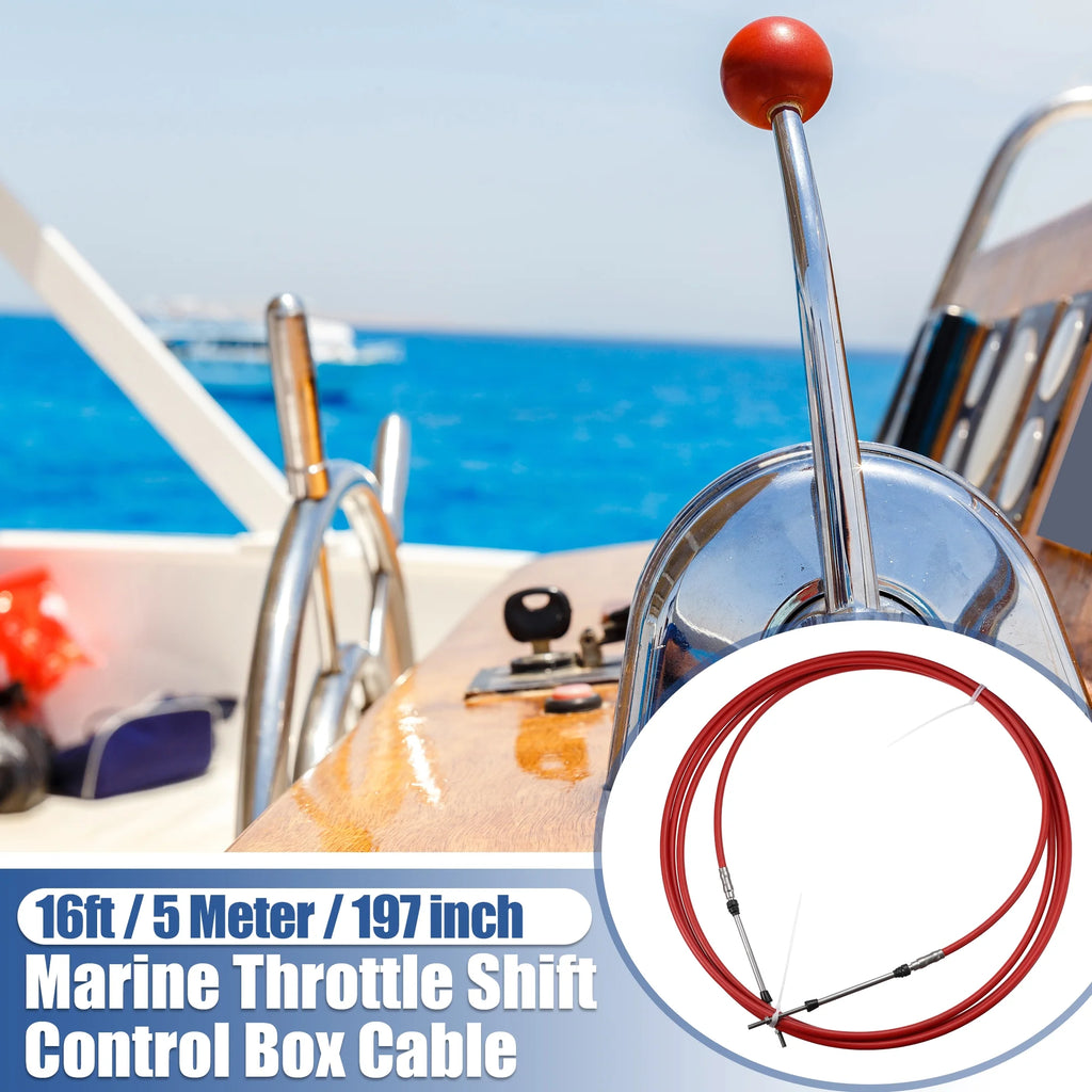 16ft 197 Inch Marine Throttle Shift Remote Control Box Cable for Yamaha Outboard Engine Boat Red O36432
