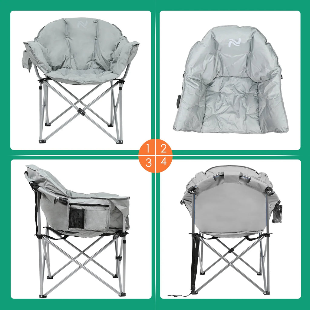 Oversized Folding Camping Chair with Cup Holder & Carry Bag W4640