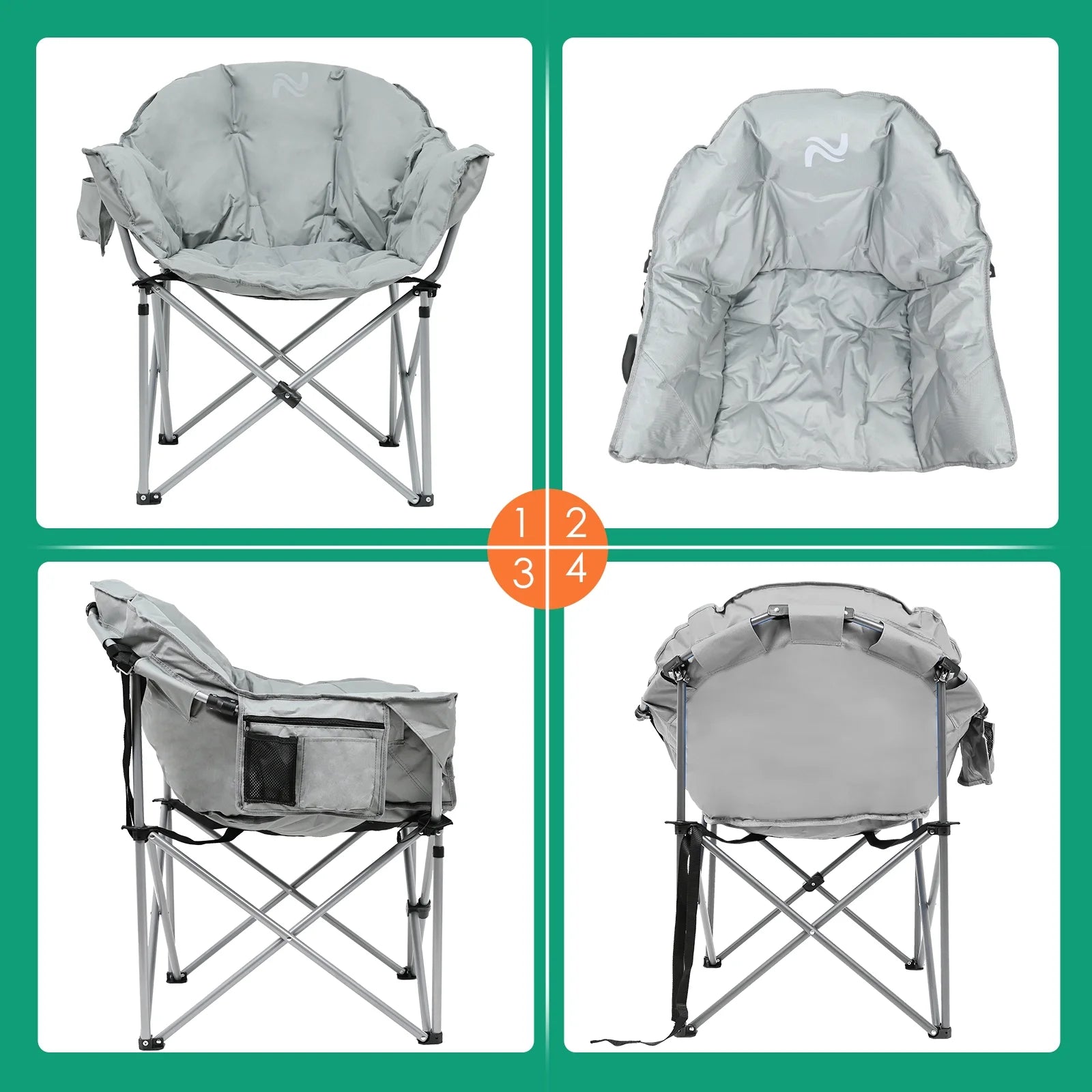 Oversized Folding Camping Chair with Cup Holder & Carry Bag W4640