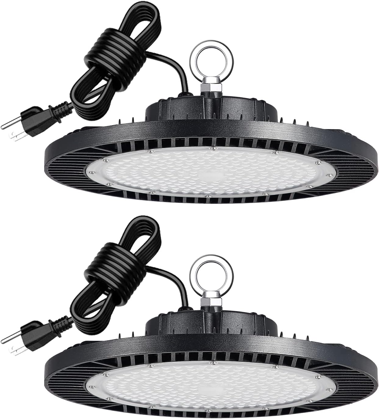 2 Pack 200W LED High Bay Lights, 28,000 LM, 5000K Daylight, IP65, 5ft Cable with US Plug J249