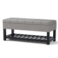 Dove Grey Linen Look Fabric Ottoman Bench O807