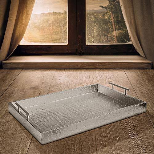 Silver Alligator Tray with Metal Handles N955589