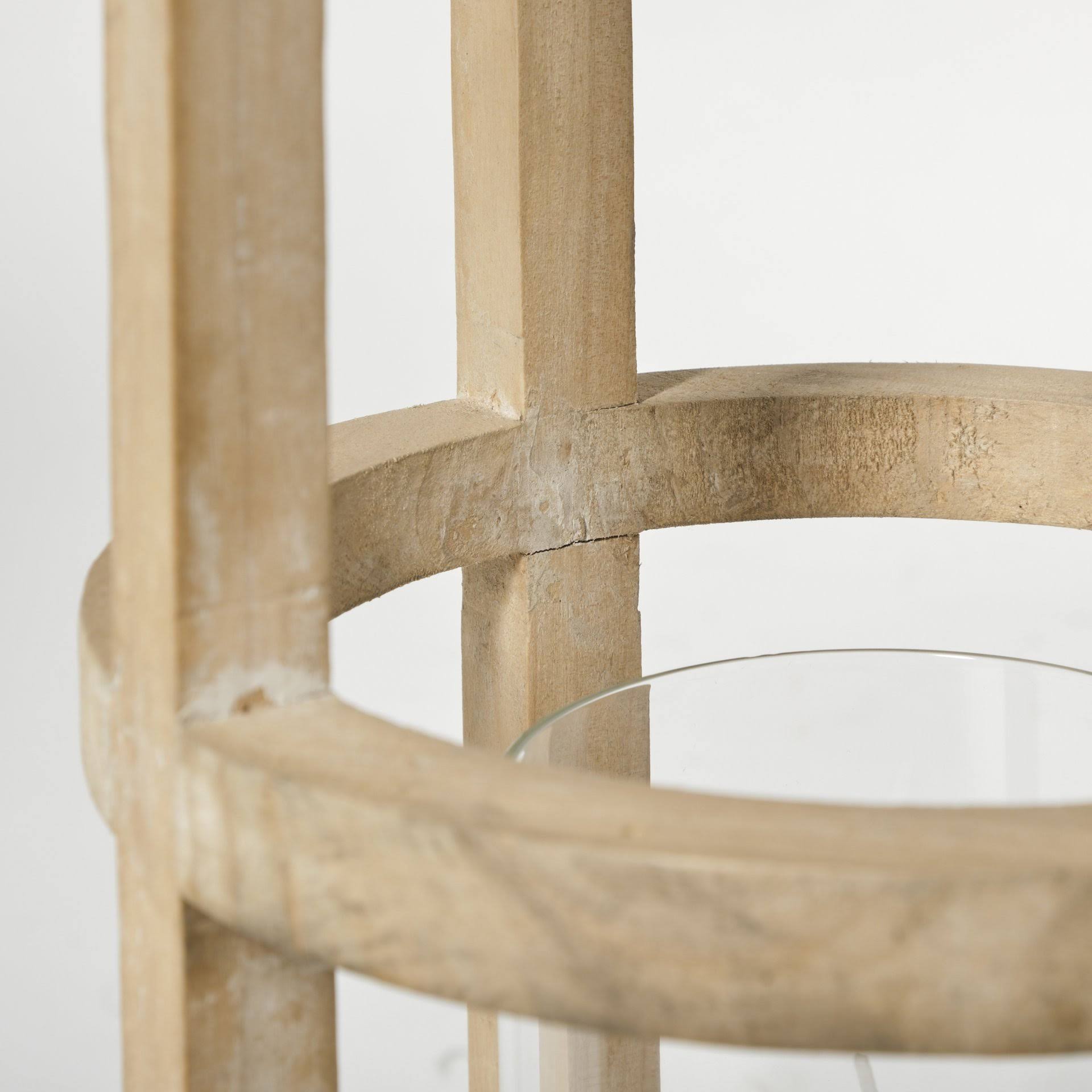 Natural Wood Cylindrical Lantern L230427