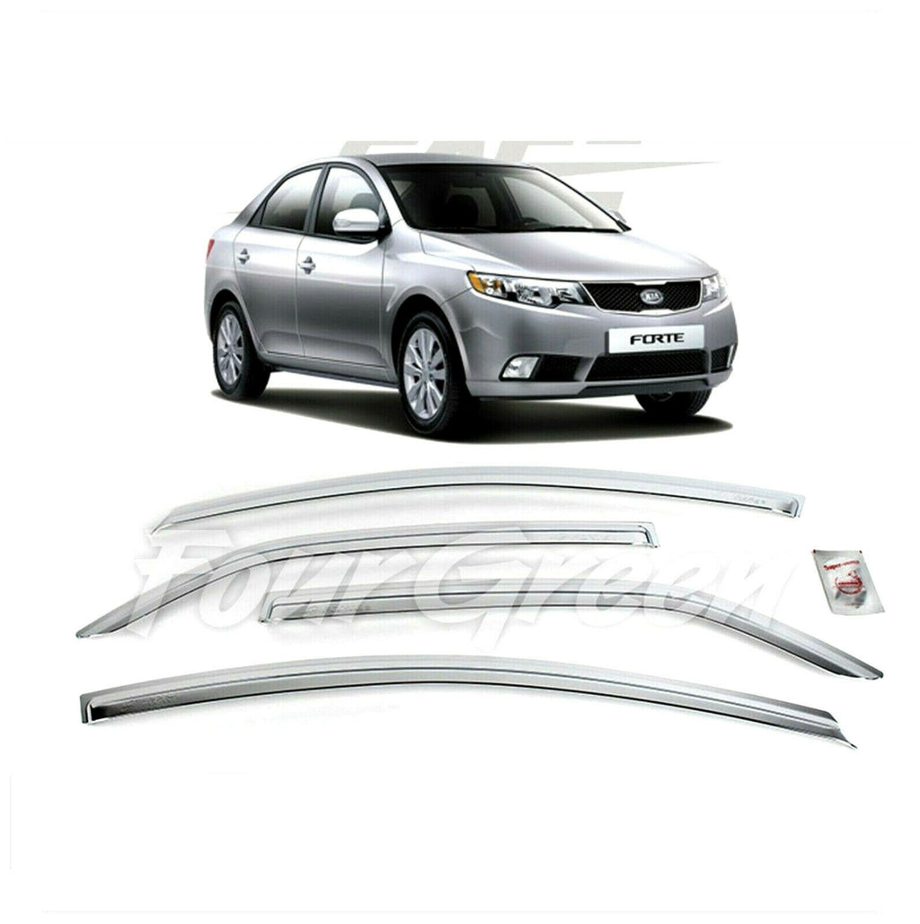 Chrome Window Wind Visors Sun Rain Deflectors Guards for Kia Forte 2009 - 2012 Q687851
