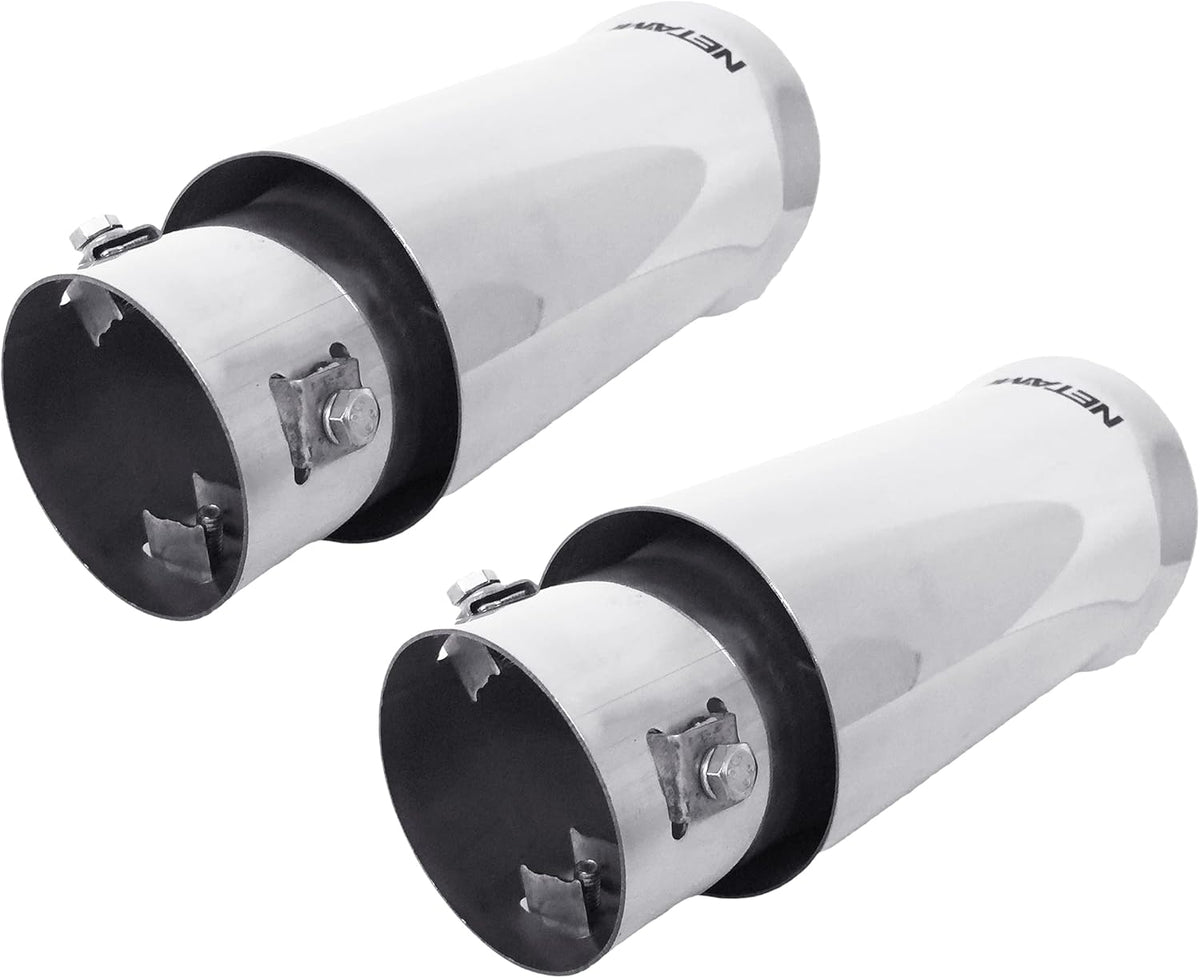 Universal Exhaust Tip Stainless Steel Double Wall Chrome Polish Pack of 2 C159823