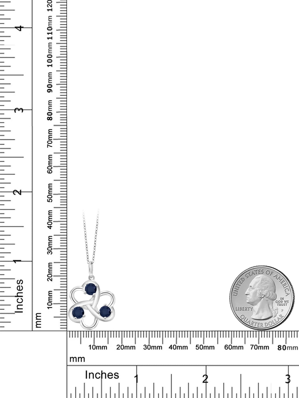 925 Sterling Silver Blue Sapphire Pendant With Chain S305