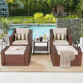5-Piece Outdoor Wicker Conversation Set with Lounge Chairs & Ottomans F937818