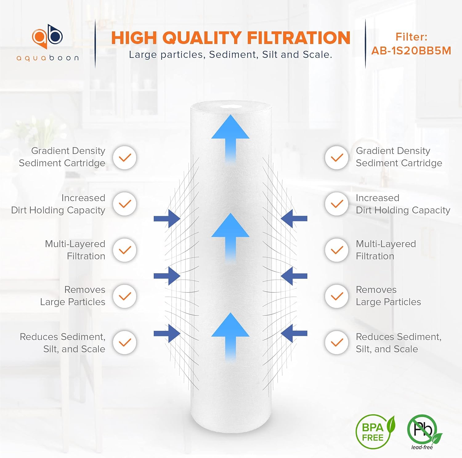 5 Micron 20 x 4.5 Carbon Block & Sediment Replacement Filter Cartridges Set H591306