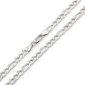 925 Sterling Silver 5mm Solid Figaro Diamond Cut Chain Necklace I9468