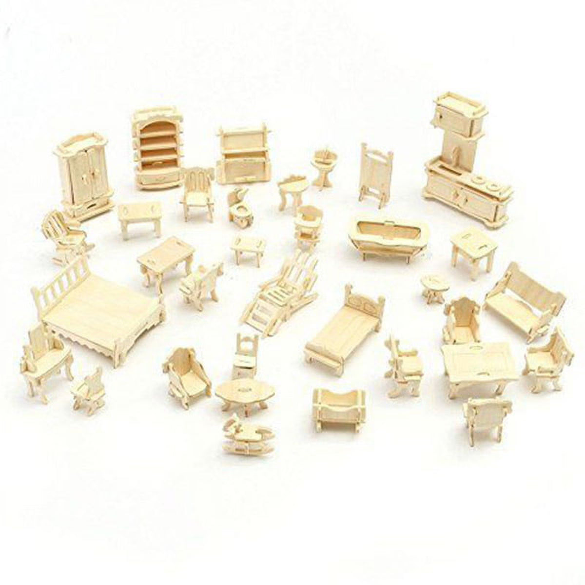 Vintage Wooden Dolls Puzzle Set House Miniature V69843