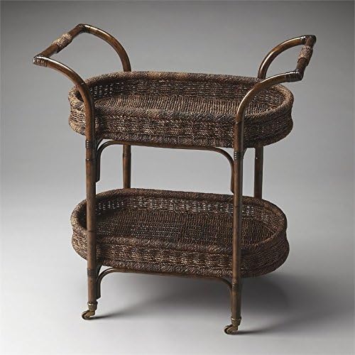 Medium Brown Rattan Bar Cart Z618