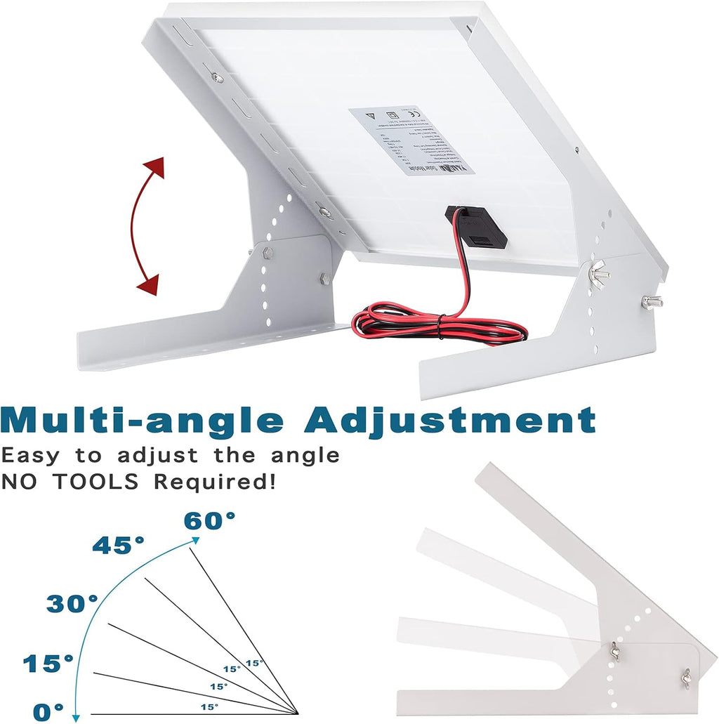 20 Watt 12V Solar Panel Kit with Adjustable Tilt Mount Brackets and 5A PWM Solar Charge Controller U3202