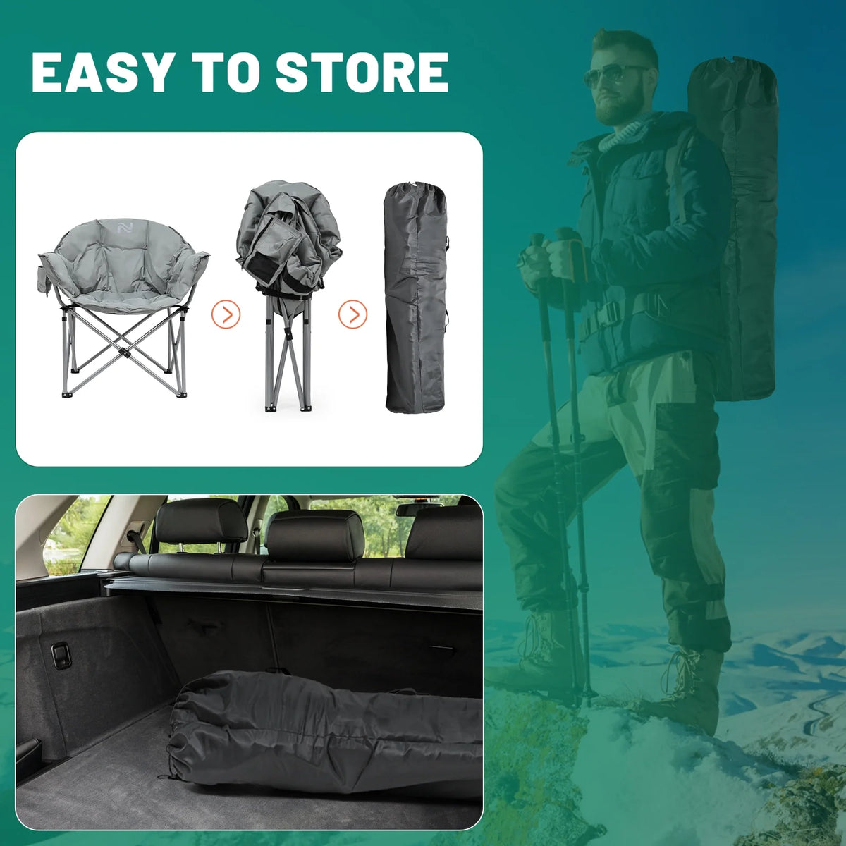 Oversized Folding Camping Chair with Cup Holder & Carry Bag W4640