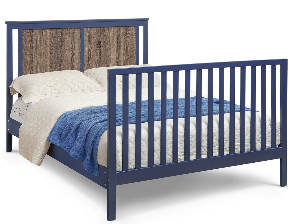 Midnight Blue and Vintage Walnut Finish Crib O91037