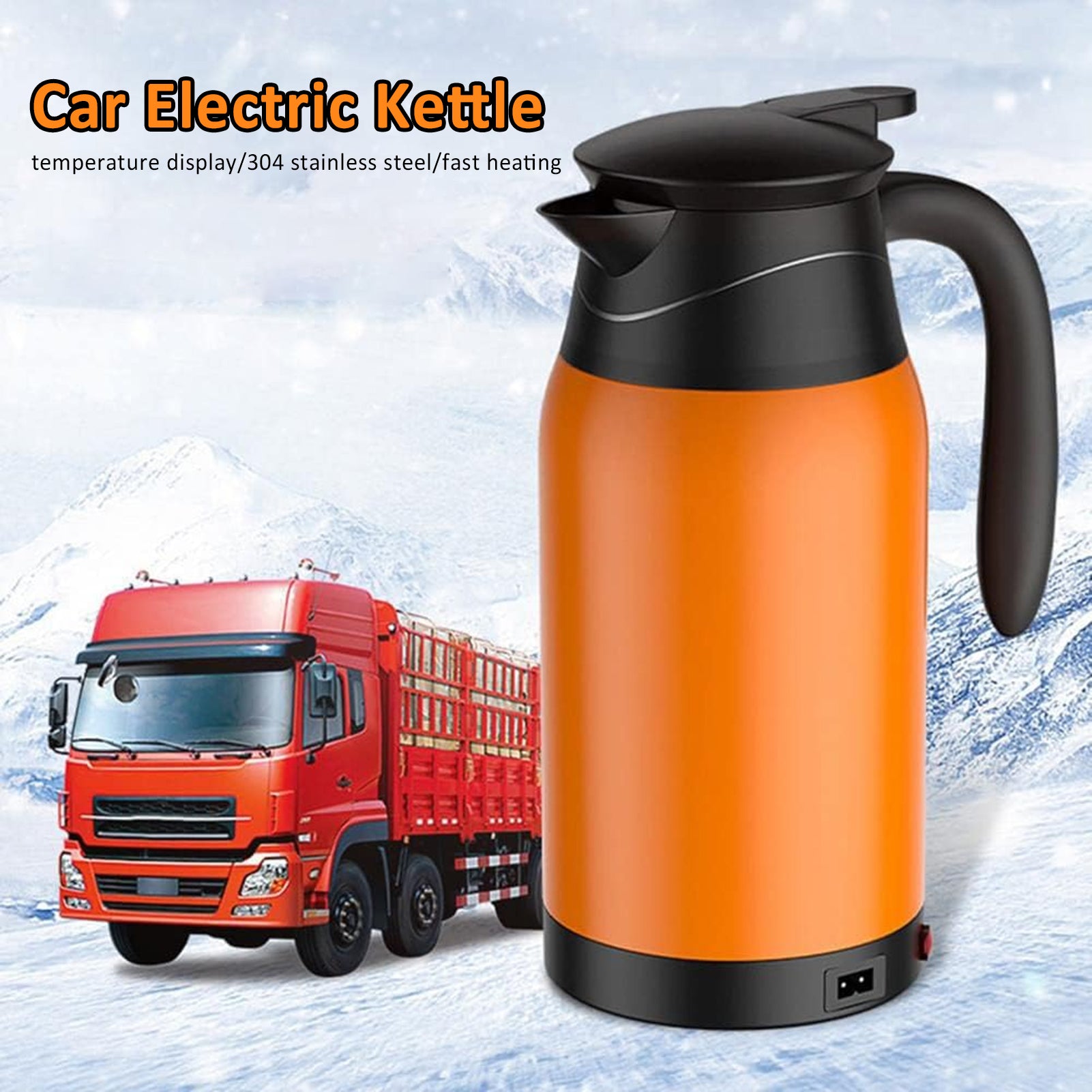 12V Portable Stainless Steel Car Electric Kettle 1000mL I1686