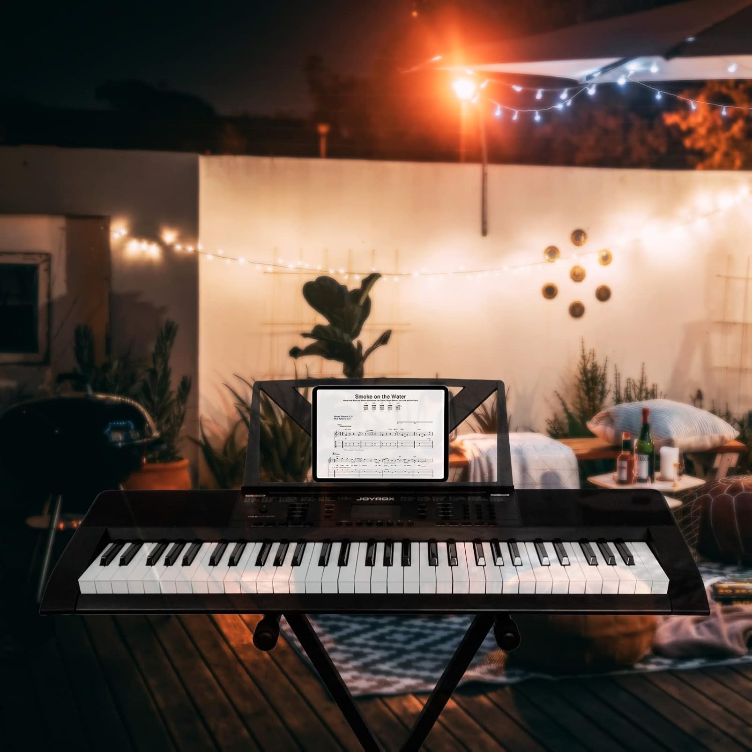 61 Key Piano Keyboard with Keyboard Stand, Bench, Sheet Music Stand, Headphones, Speakers H54746