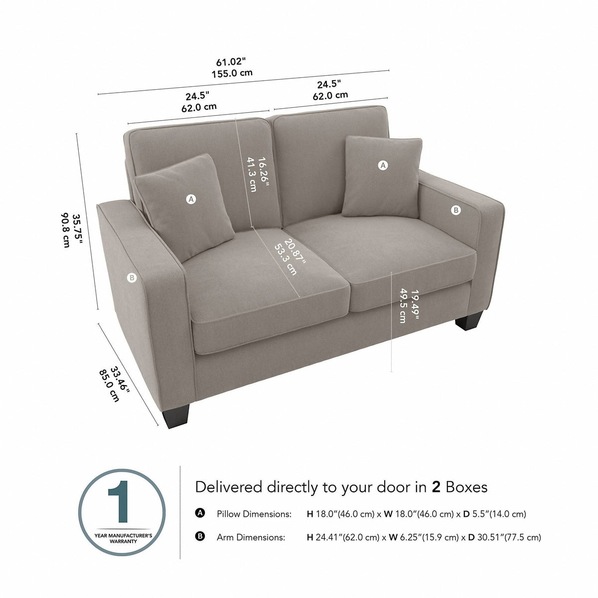 Turkish Blue Herringbone Loveseat W863