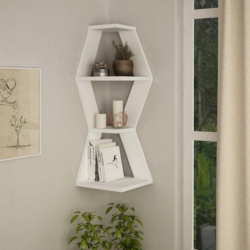 Modern Corner Wall Shelf Light Mocha E958008