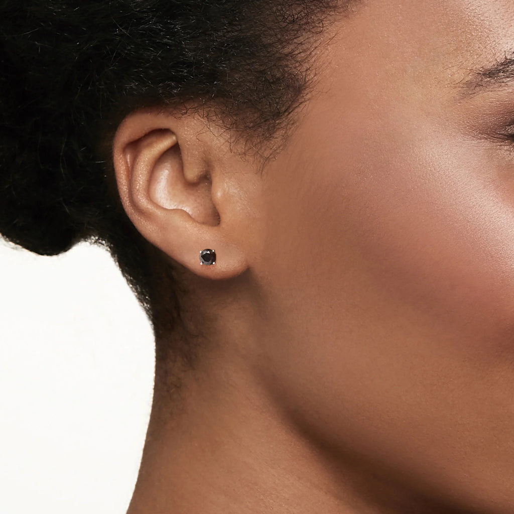 Black Diamond Stud Earrings in Sterling Silver X588168