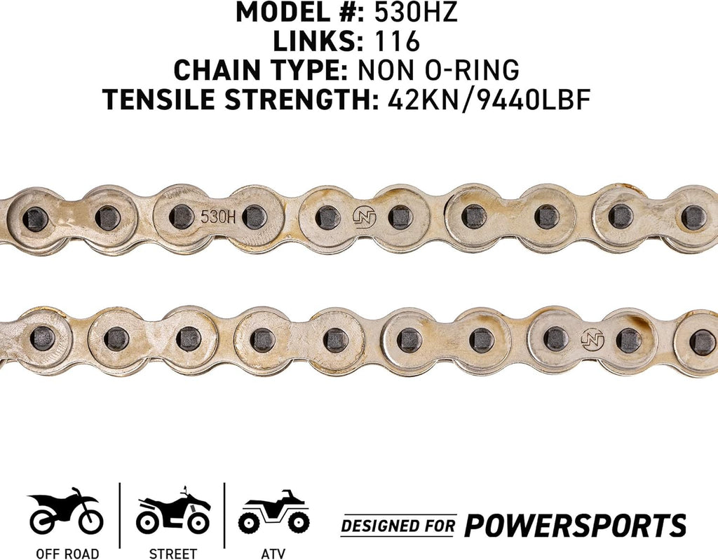 Drive Sprocket Chain Combo Front 16 Rear 48 Tooth 530HZ Standard 116 Links Pack of 2 F1170