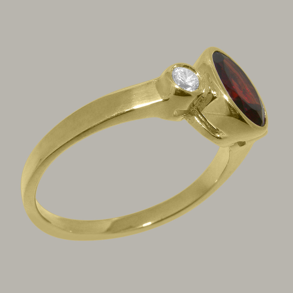 9k Yellow Gold Garnet Diamond Ring K73469