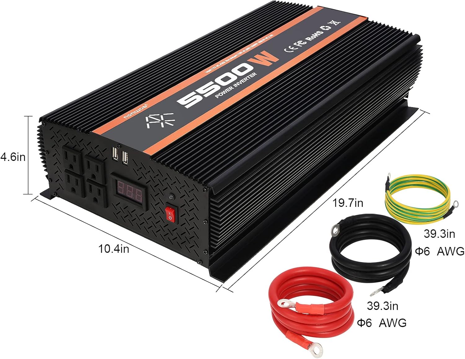 5500W Power Inverter 12V to 110V DC to AC F63518