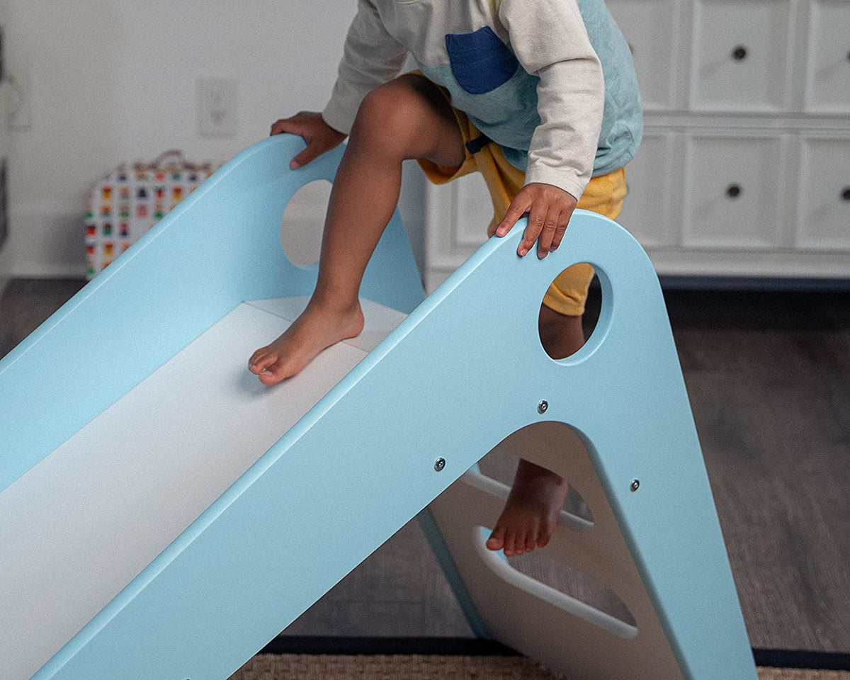 Wooden Indoor Slide for Kids Ages 18mo - 4 Years (Blue) U732206