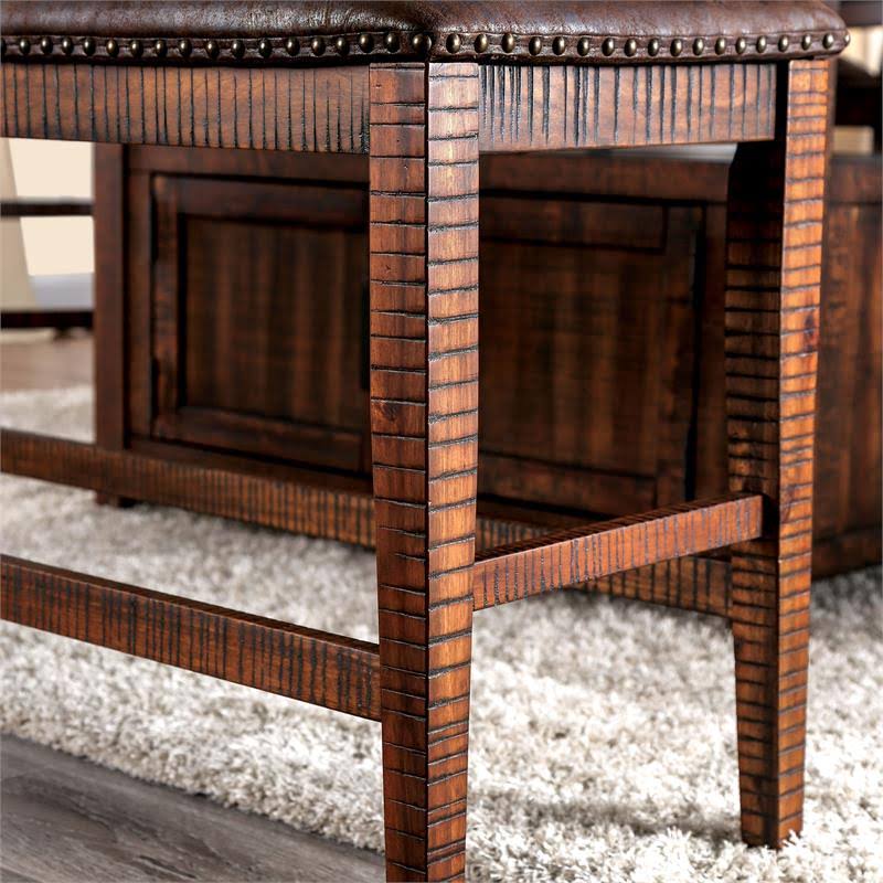 Solid Wood Counter Height Bench in Dark Oak U85978