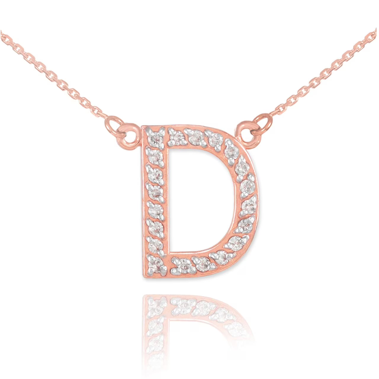 14K Rose Gold Diamond Initial Necklace 22" M834234