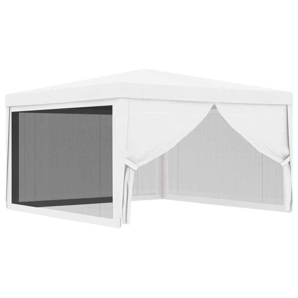 White Party Tent with 4 Mesh Sidewalls Outdoor Gazebo Canopy Sun Shade Shelter 13.1ft x 13.1ft x 9ft G881118