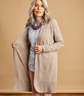 Beige Open Long Cashmere Cardigan R66674