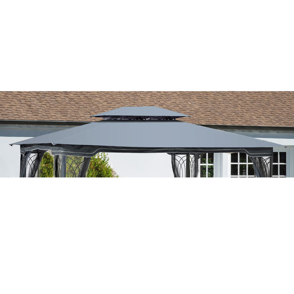 Elegant Gray Double Roof Gazebo Replacement Canopy Top Q90396