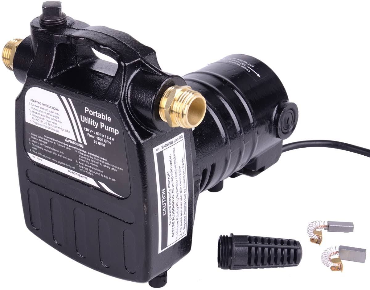 1/2HP 1450GPH 115-Volt Cast Iron Portable Electric Utility Water Pump with Suction Strainer T681134