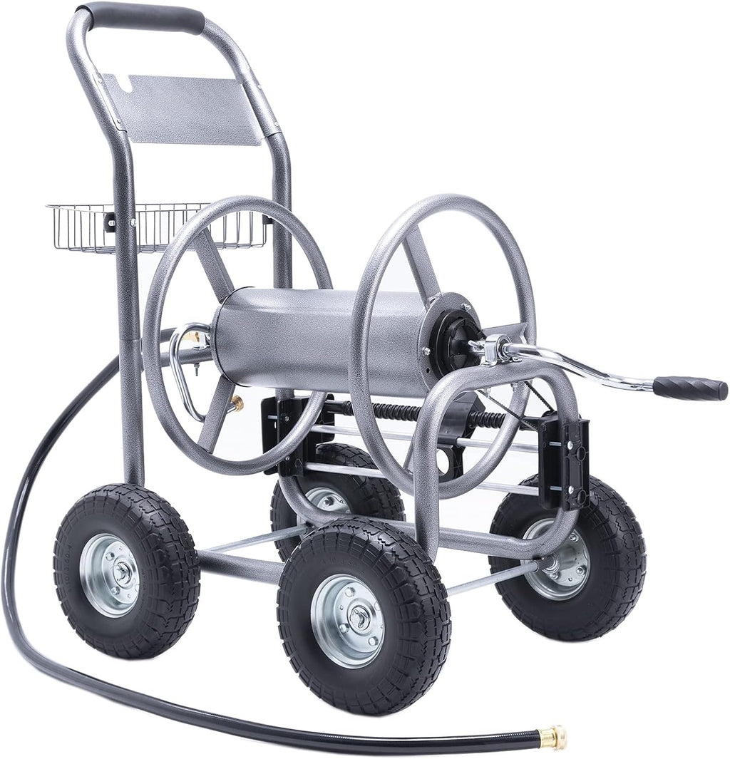 Industrial Hose Reel Cart with 4 Solid Wheels, 250-Feet Capacity X7682