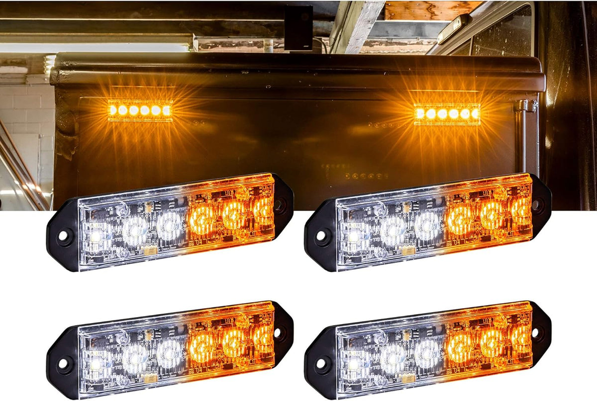 4pc 6W AMBER GREEN LED Flashing Strobe Light Head Emergency Grille Police Light P7478