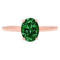 Oval Cut Green Simulated Emerald Solitaire Ring F430041