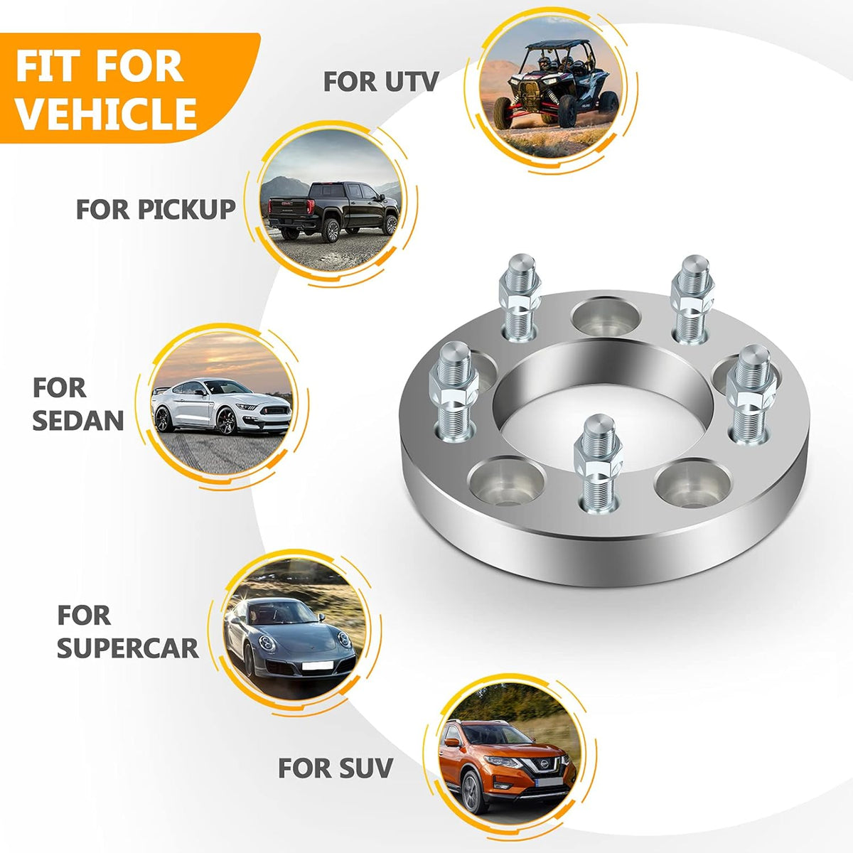 5x135 to 5x4.5 Wheel Adapter 12x1.5 Studs 5 Lug 4PCS Z16488