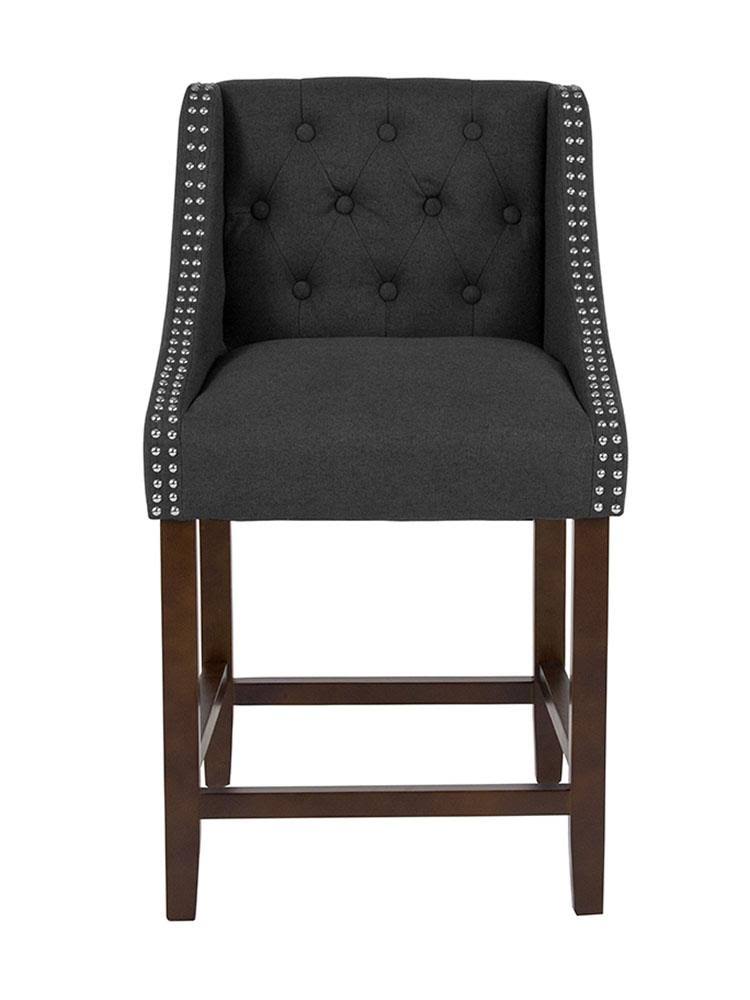Charcoal Tufted Walnut Counter Height Stool Y539011