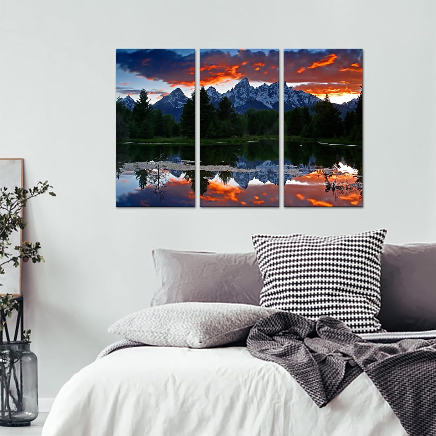 3 Pieces Stretched and Framed Canvas Wall Art Paintings 12x24inchx3pcs L2570