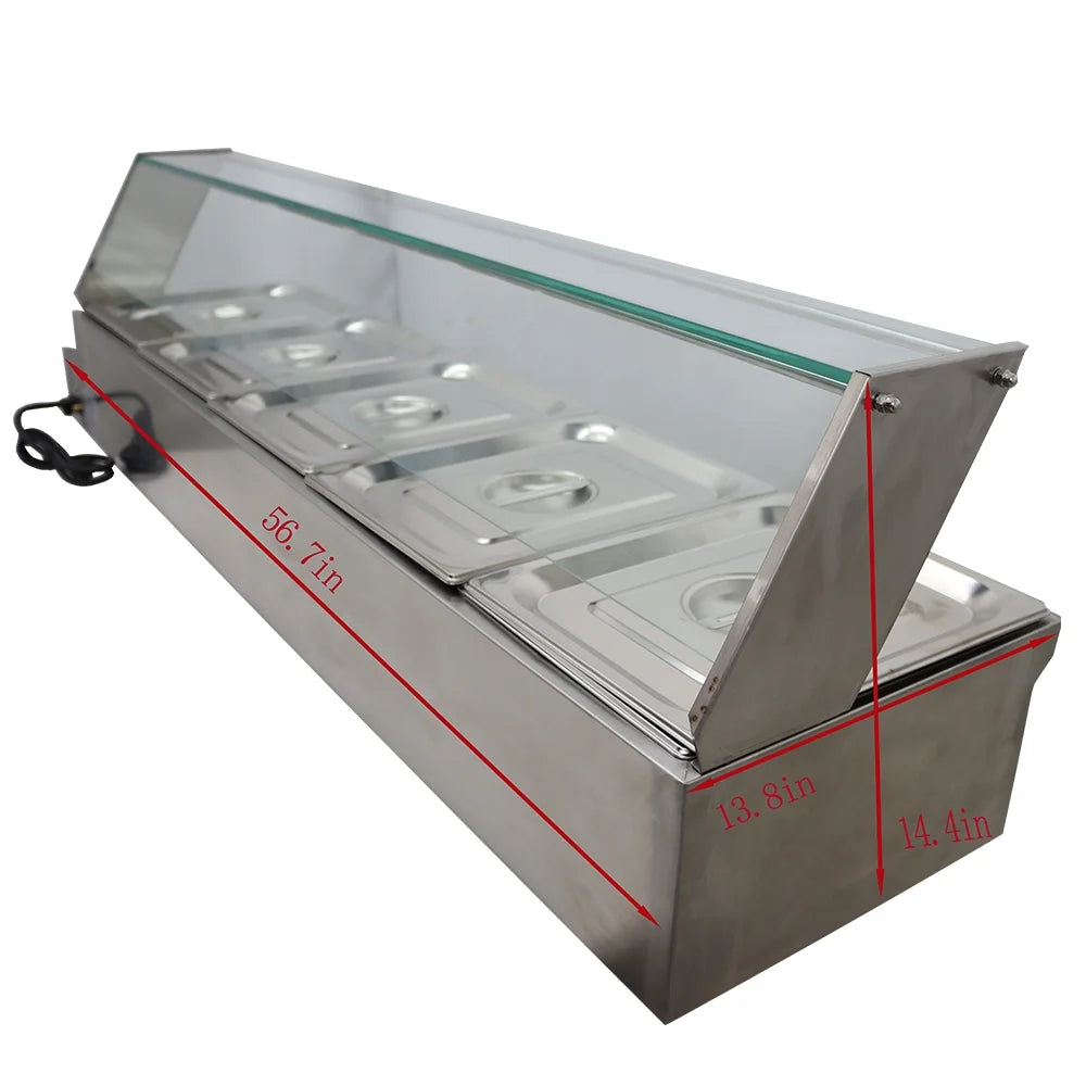 Commercial Canteen Electric Food Warmer 5 Pots Plus Deep D712148