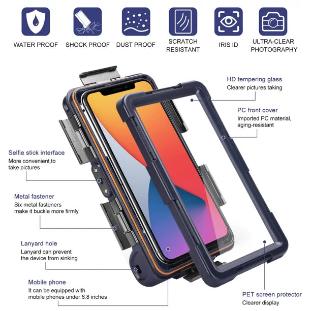 Waterproof Protective Case for Phones Up to 6.9 Inch with Lanyard I523543