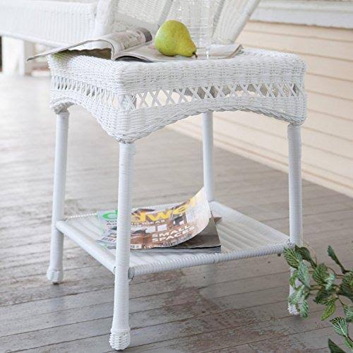 White Resin Wicker Side Table O885346