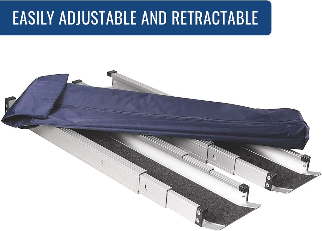 Portable Adjustable Wheelchair Ramp, 3-5 Ft Long, 4.5 In Wide, 2 Ramps Included H9704