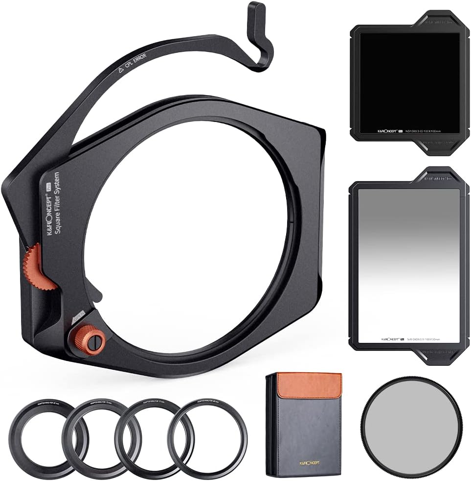 Square Filter Holder System Kit with 95mm Circular Polarizer, Square GND8 Filter, ND1000, and 4 Filter Adapter Rings J2866