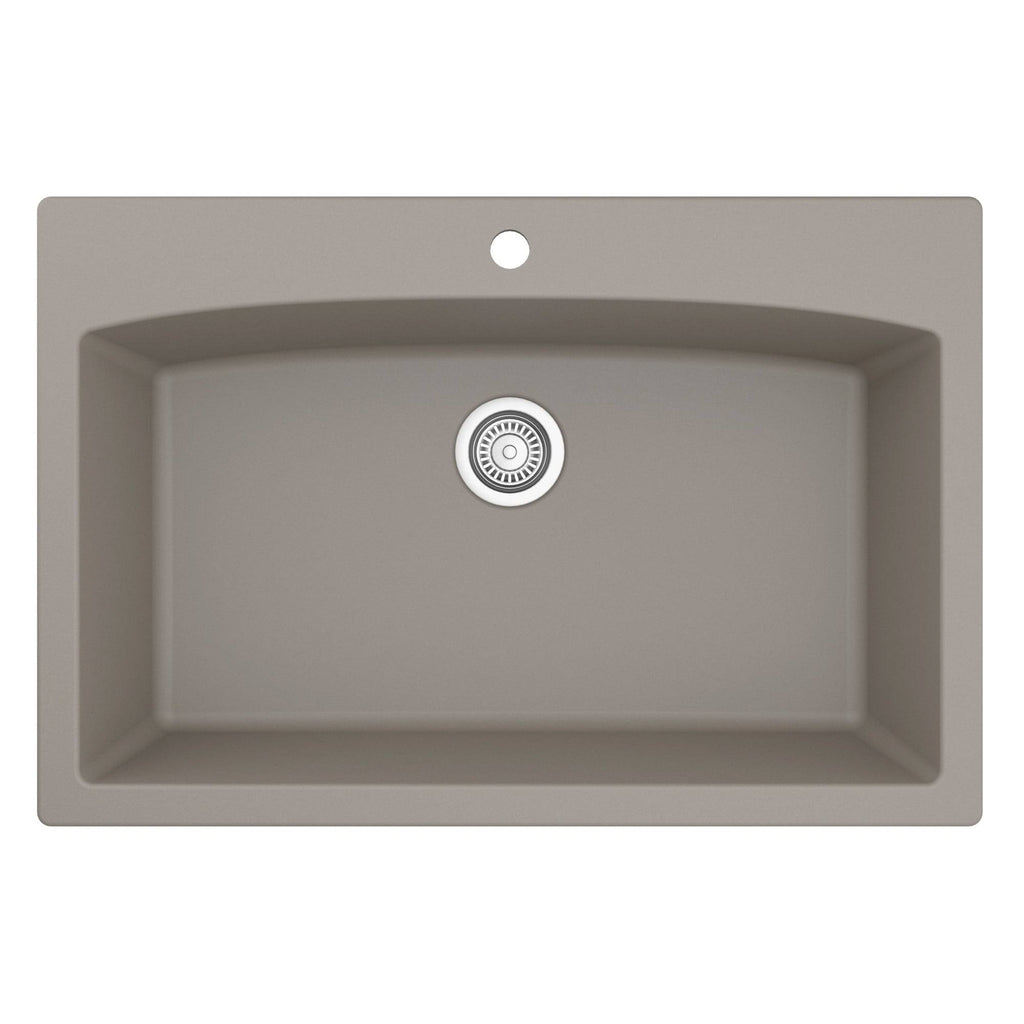33x22 Drop In Quartz Composite Kitchen Sink, Grey M556219