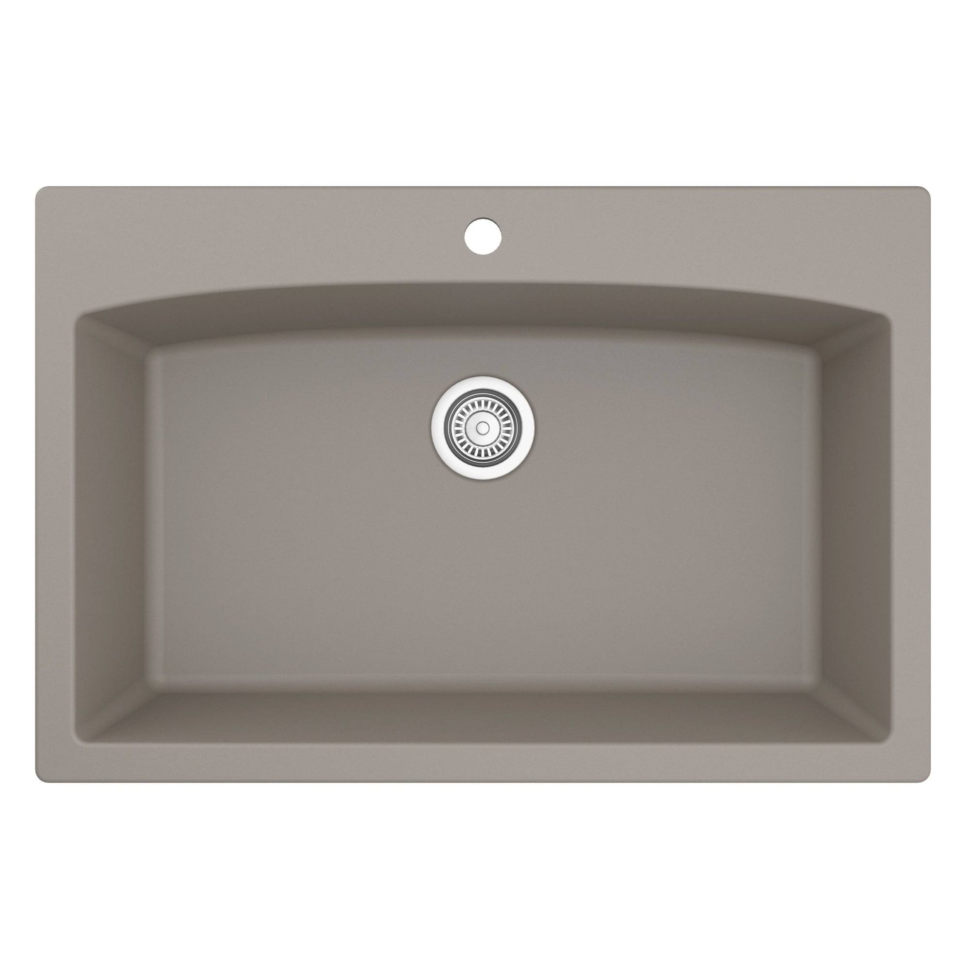 33x22 Drop In Quartz Composite Kitchen Sink, Grey M556219