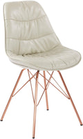 Cream Faux Leather Chair with Rose Gold Base I931
