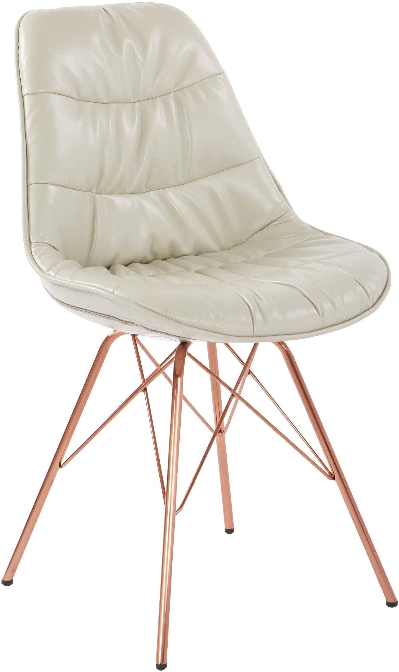 Cream Faux Leather Chair with Rose Gold Base I931