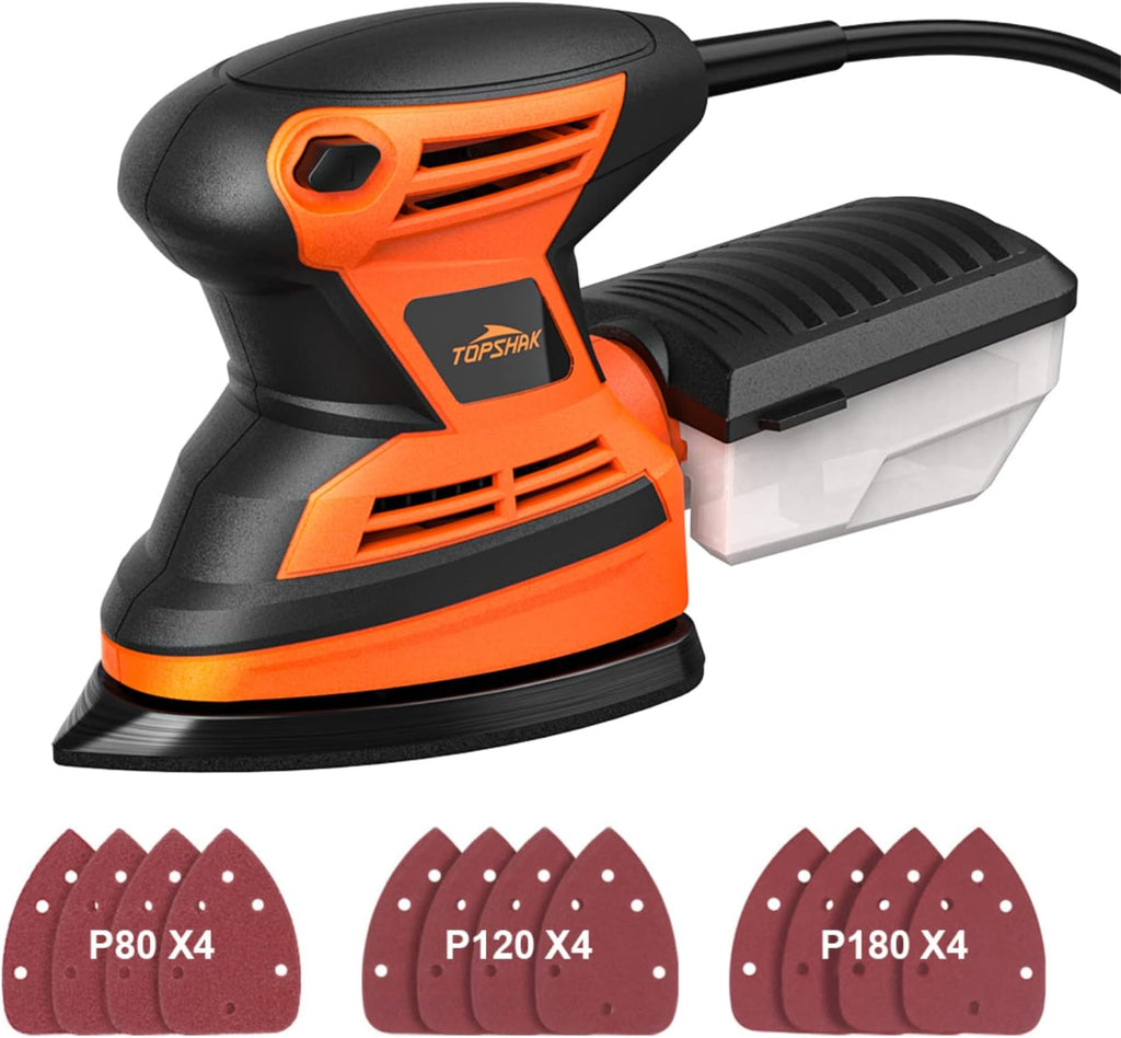 130W 5 Inches Random Orbit Sander with 12pcs Sanding Paper, Pack of 2 V680690